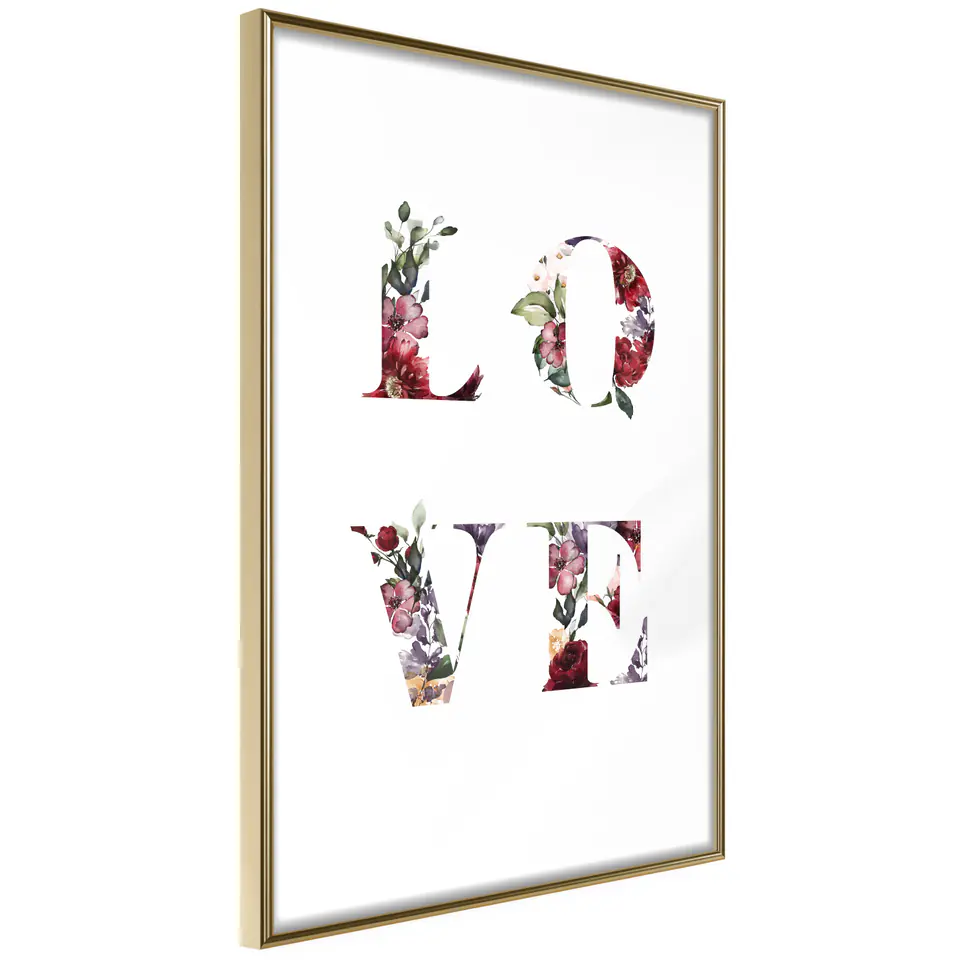 ⁨Poster - Floral Love (size 20x30, finish Frame gold)⁩ at Wasserman.eu