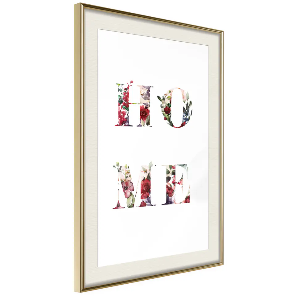 ⁨Poster - Floral Home (size 20x30, finish Gold frame with passe-partout)⁩ at Wasserman.eu