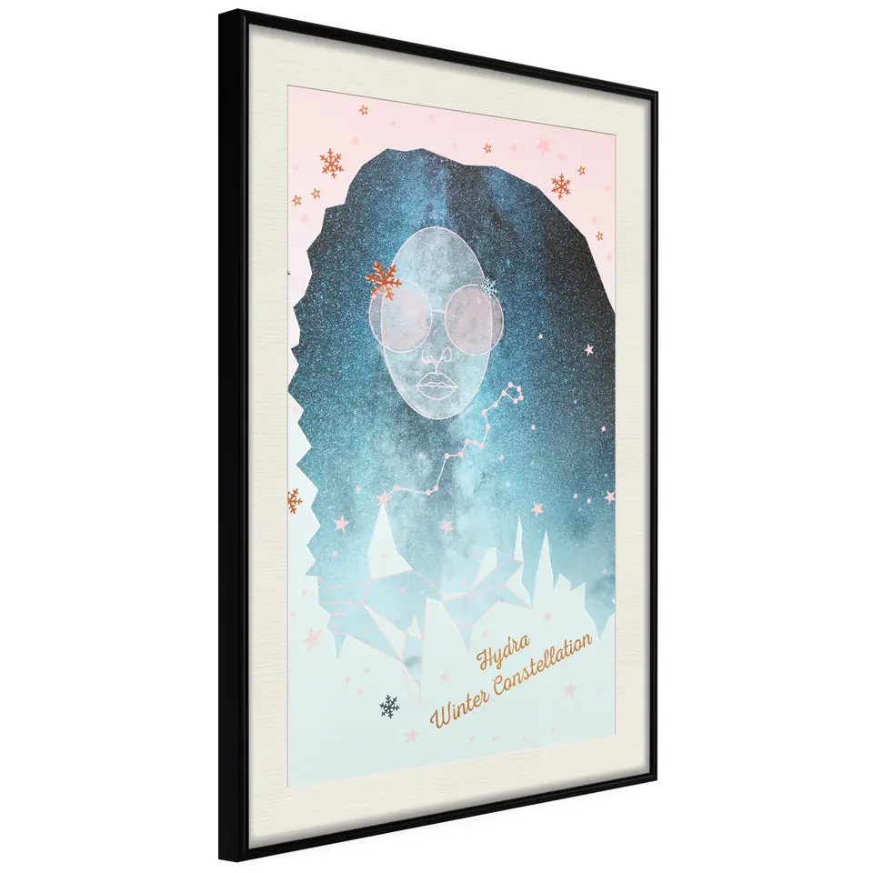 ⁨Plakat - Hydra Winter Constellation [Poster] (rozmiar 20x30, wykończenie Rama czarna z passe-partout)⁩ w sklepie Wasserman.eu