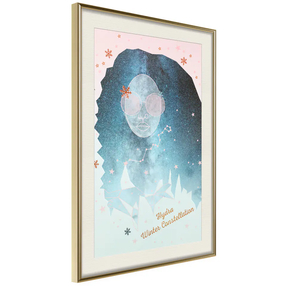 ⁨Poster - Winter Constellation (size 20x30, finish Gold frame with passe-partout)⁩ at Wasserman.eu
