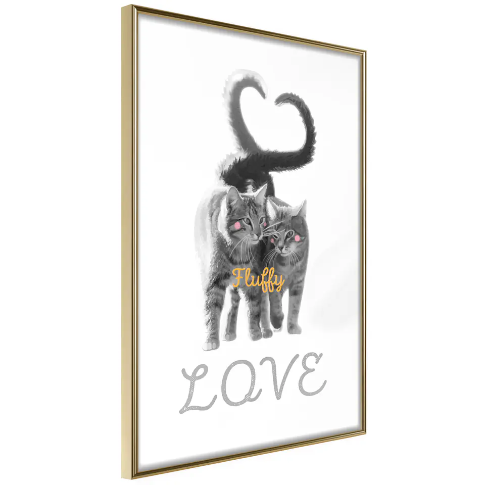 ⁨Plakat - Fluffy Love [Poster] (rozmiar 30x45, wykończenie Rama złota)⁩ w sklepie Wasserman.eu