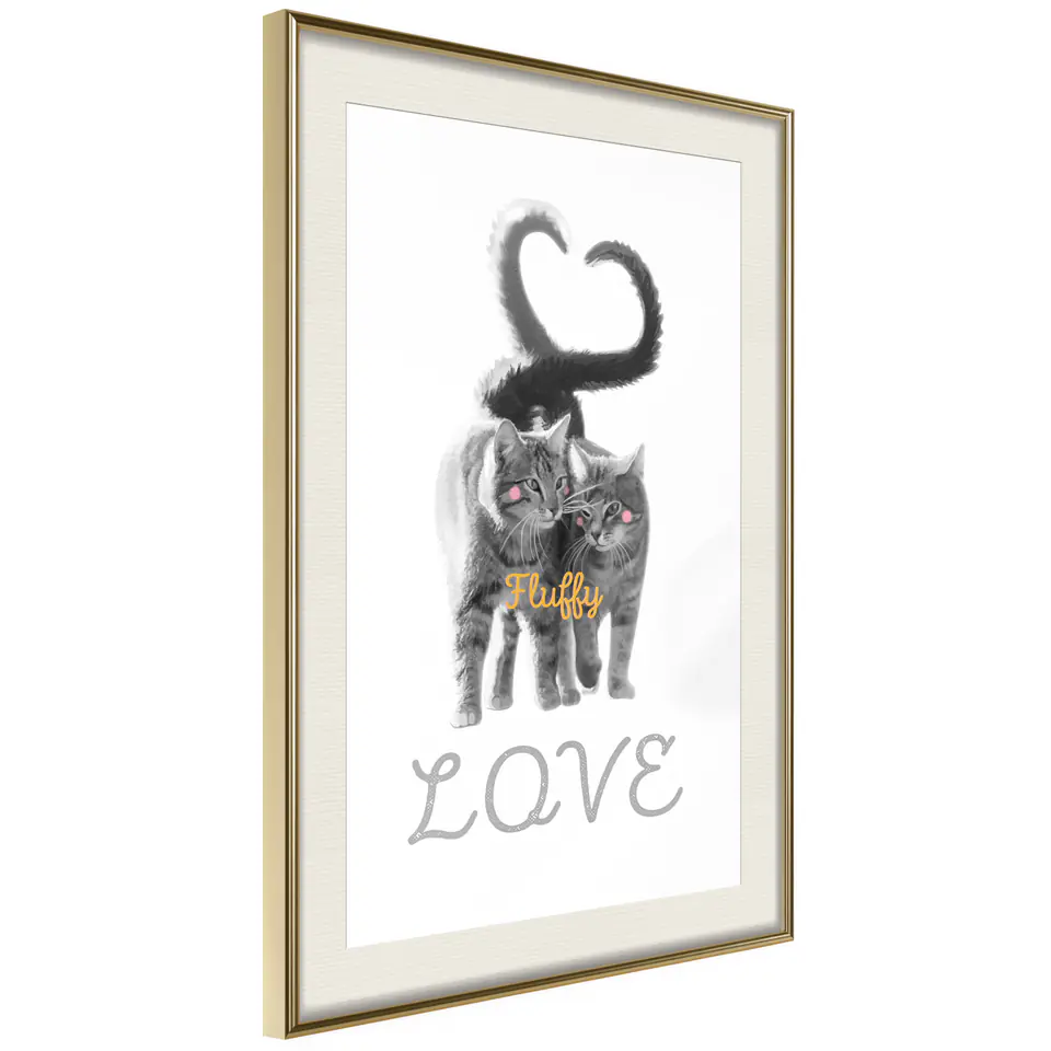 ⁨Plakat - Fluffy Love [Poster] (rozmiar 20x30, wykończenie Rama złota z passe-partout)⁩ w sklepie Wasserman.eu