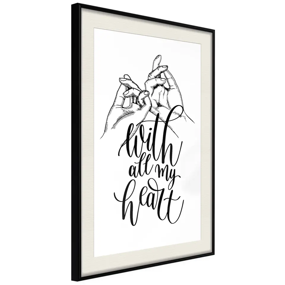 ⁨Plakat - With All My Heart [Poster] (rozmiar 30x45, wykończenie Rama czarna z passe-partout)⁩ w sklepie Wasserman.eu