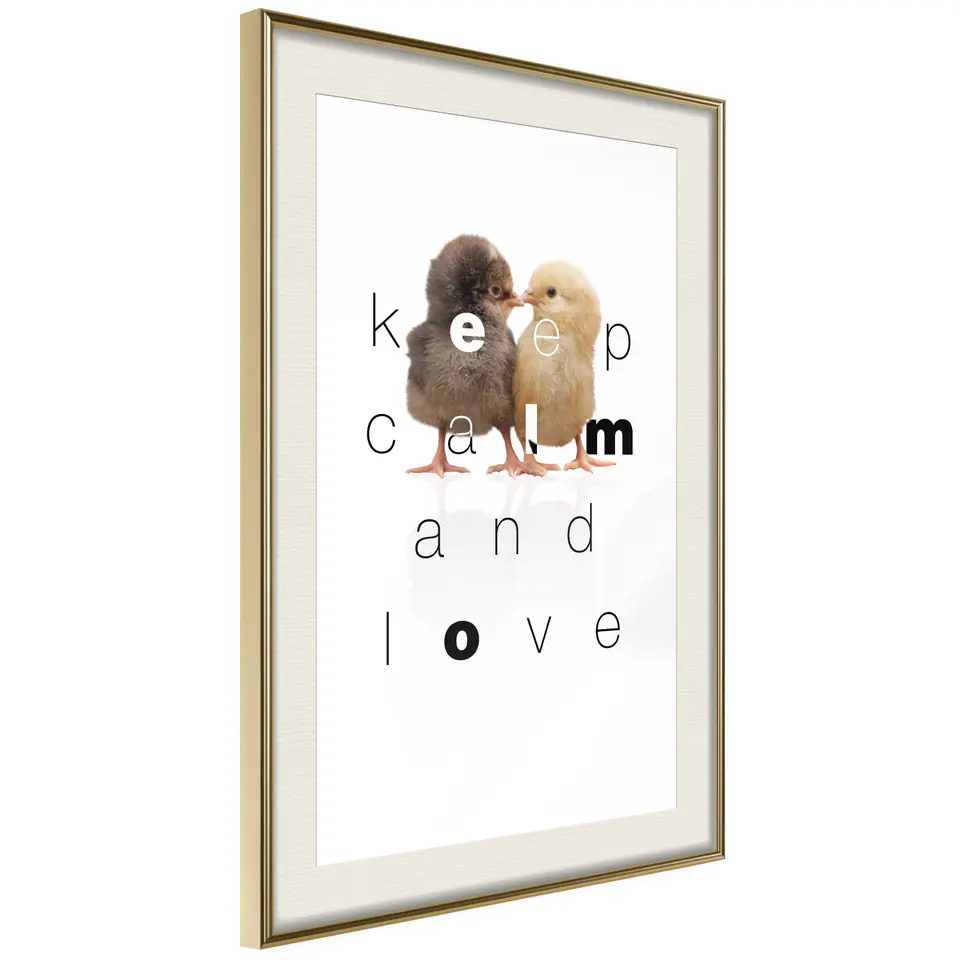 ⁨Plakat - Keep Calm and Love [Poster] (rozmiar 40x60, wykończenie Rama złota z passe-partout)⁩ w sklepie Wasserman.eu