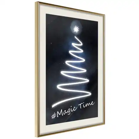 ⁨Poster - Luminous Christmas tree (size 40x60, finish Gold frame with passe-partout)⁩ at Wasserman.eu