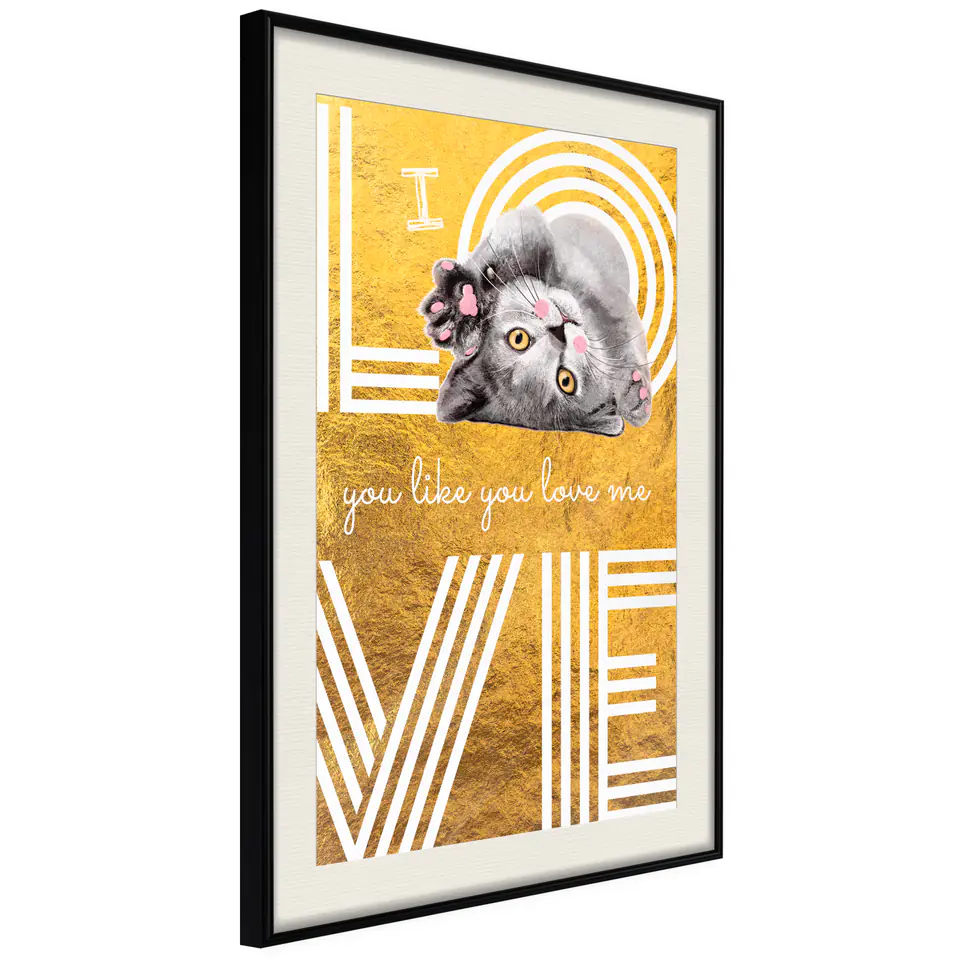 ⁨Poster - Cat's love (size 40x60, finish Black frame with passe-partout)⁩ at Wasserman.eu