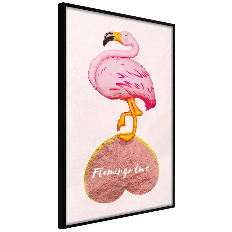 ⁨Plakat - Zakochany flaming [Poster] (rozmiar 20x30, wykończenie Rama czarna)⁩ w sklepie Wasserman.eu