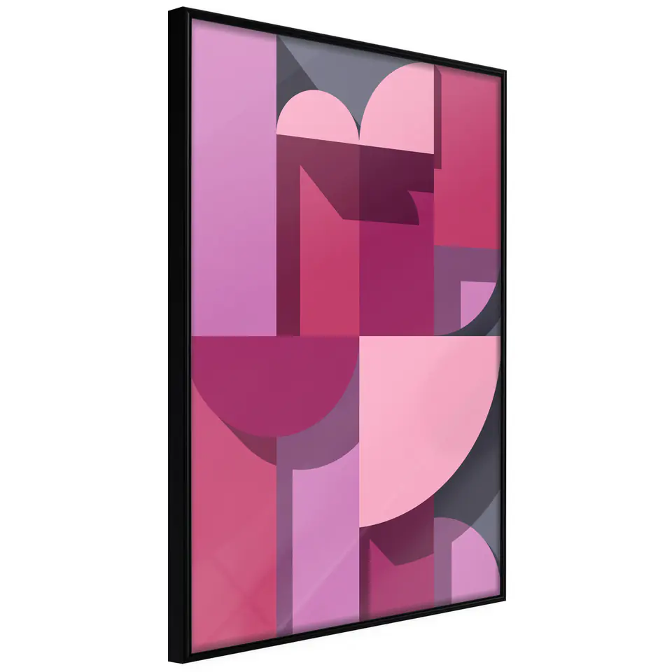 ⁨Poster - Pink geometry (size 20x30, finish Frame black)⁩ at Wasserman.eu