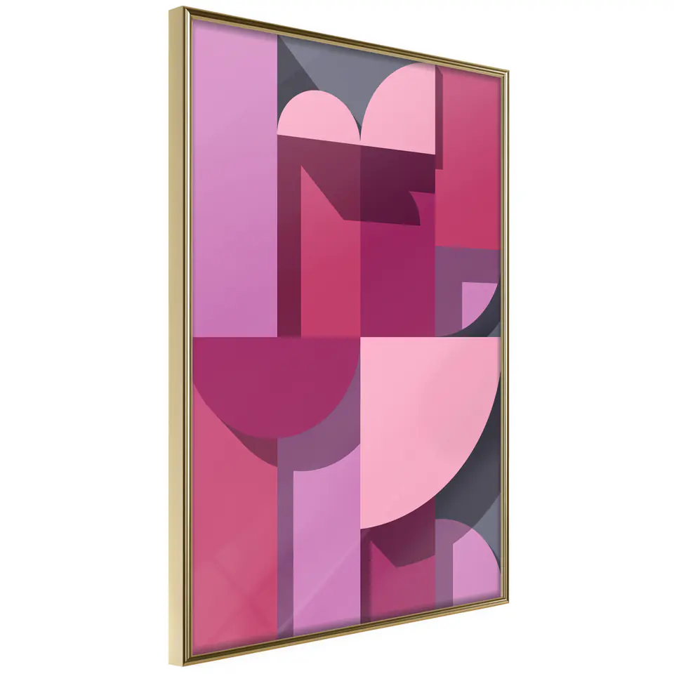 ⁨Poster - Pink geometry (size 30x45, finish Gold frame)⁩ at Wasserman.eu