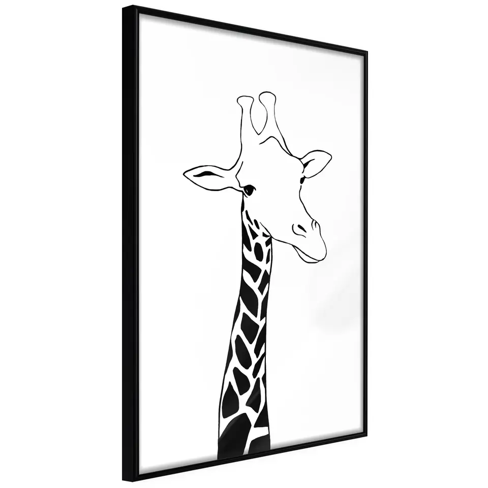 ⁨Poster - Black and white giraffe (size 20x30, finish Frame black)⁩ at Wasserman.eu