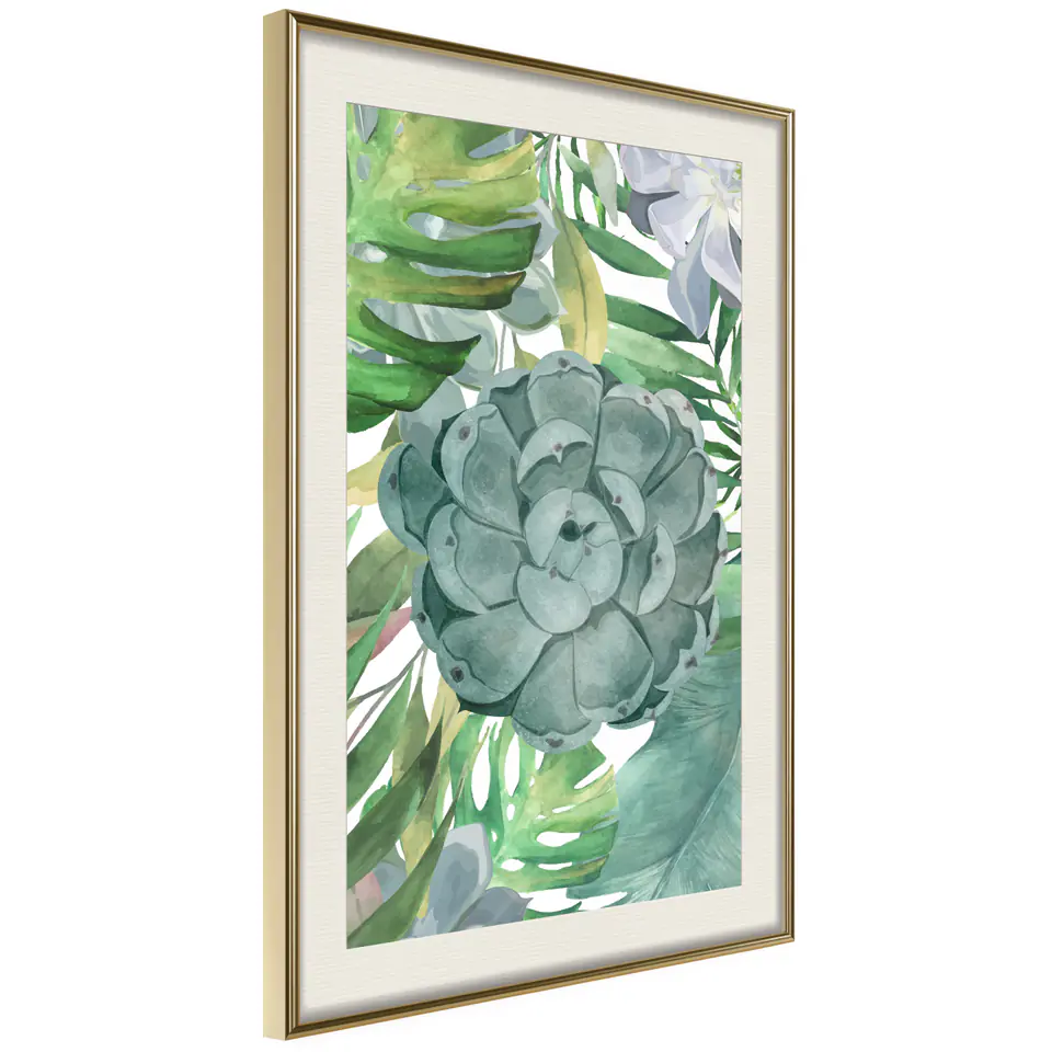 ⁨Poster - Green me (size 20x30, finish Gold frame with passe-partout)⁩ at Wasserman.eu