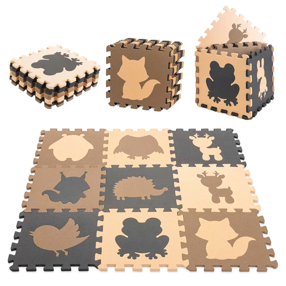 Mata edukacyjna piankowa puzzle beż 85 x 85 cm 9 elementów w sklepie Wasserman.eu