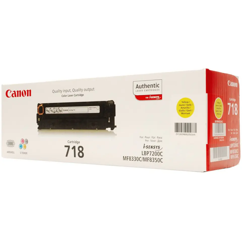 ⁨Canon CRG-718 Y toner cartridge 1 pc(s) Original Yellow⁩ at Wasserman.eu