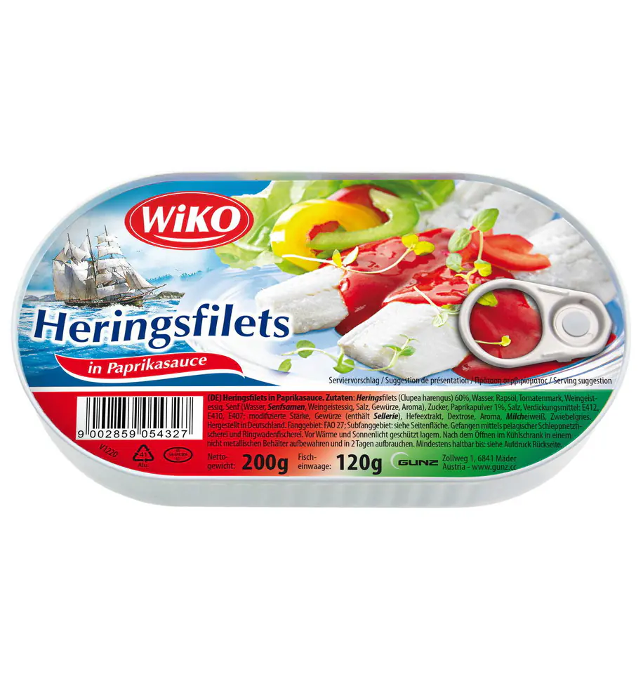 ⁨Wiko Herring Fillets in Paprika Sauce 200 g⁩ at Wasserman.eu