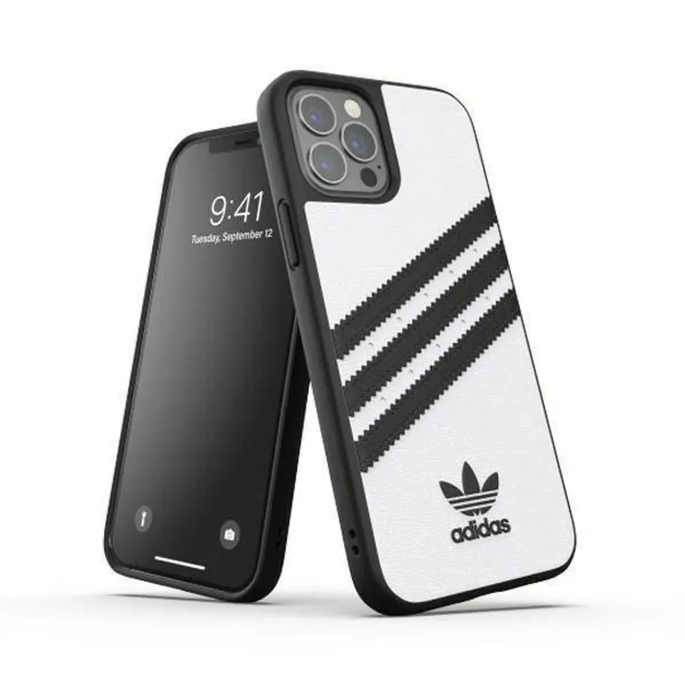 ⁨Oryginalne Etui IPHONE 12 PRO Adidas OR Moulded Case PU biało-czarne⁩ w sklepie Wasserman.eu