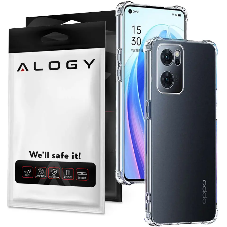 ⁨ShockProof Alogy Silicone Armor Case for Oppo Reno7 5G Global Transparent⁩ at Wasserman.eu