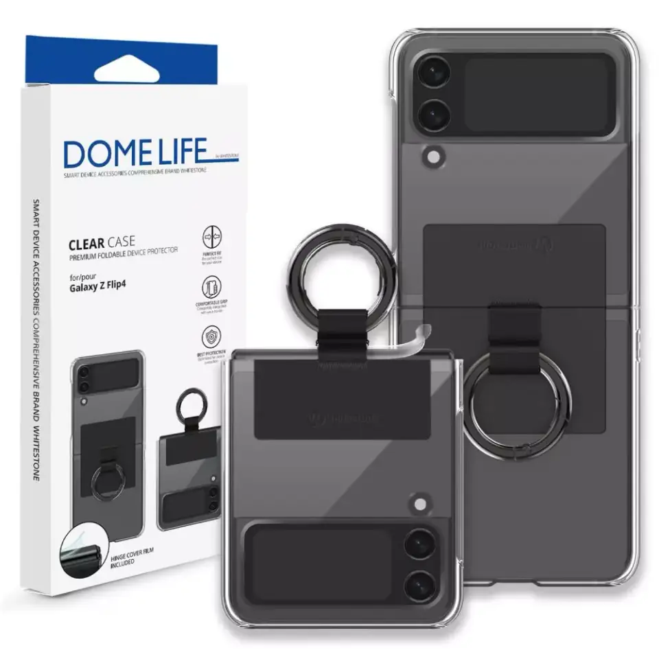 ⁨Etui Whitestone Clear Case Ring do Samsung Galaxy Z Flip 4 Black⁩ w sklepie Wasserman.eu