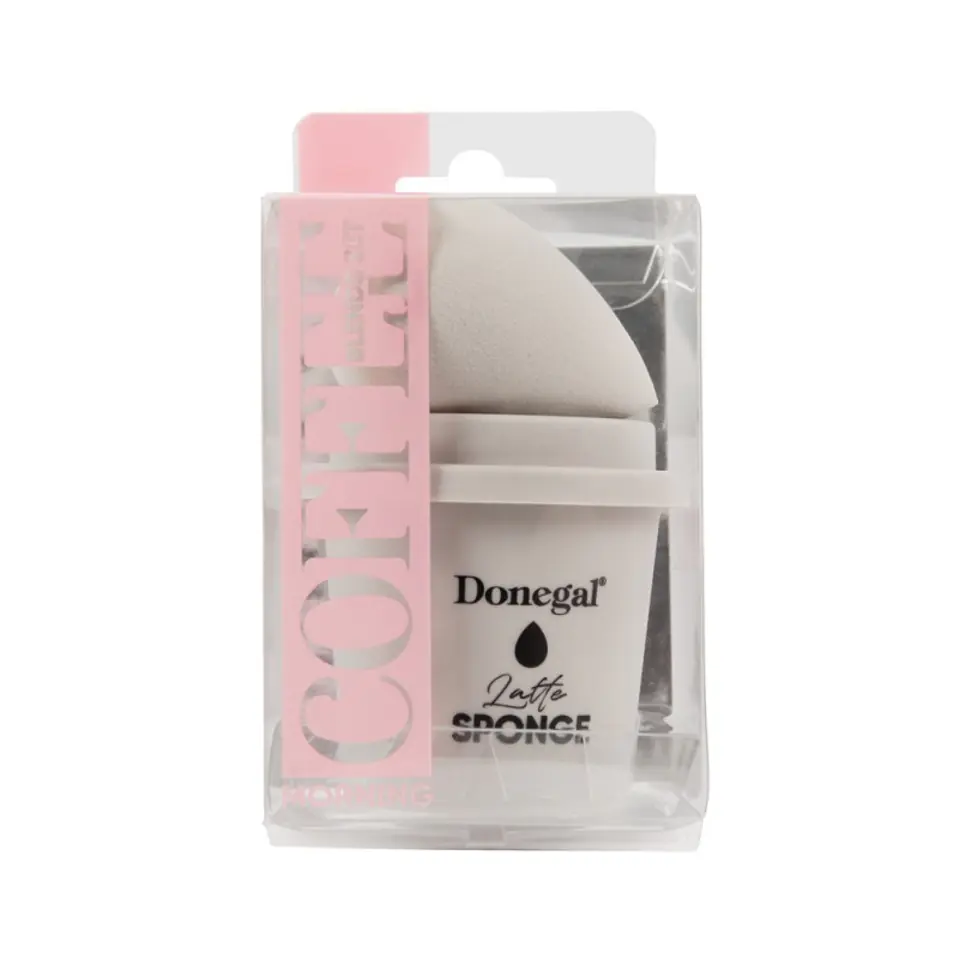 ⁨DONEGAL Morning Coffee Makeup Sponge - Latte with Case (4350) 1pc⁩ at Wasserman.eu