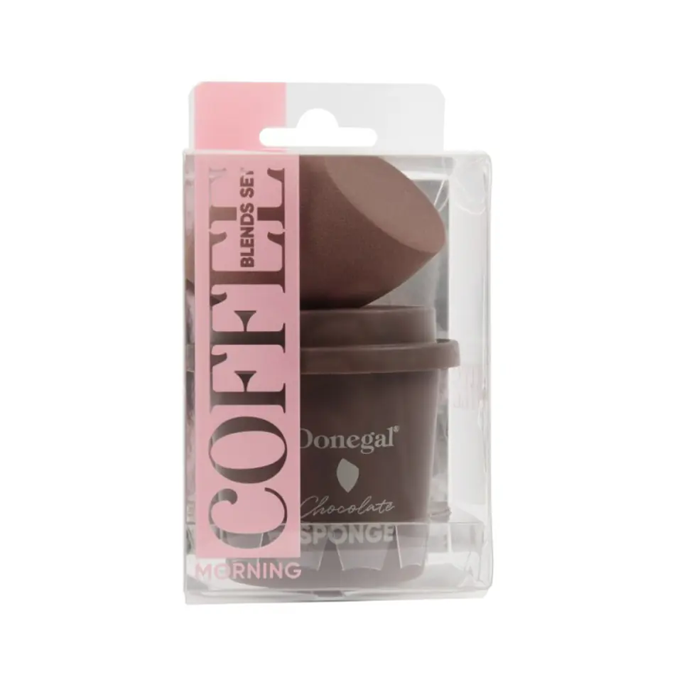 ⁨DONEGAL Morning Coffee Makeup Sponge - Chocolate with Case (4352) 1pc⁩ at Wasserman.eu