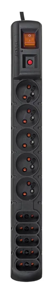 ⁨Power strip HSK DATA ALP-ACARS10---05 (5 x Type C, 5 x Type E with pin; 10 A; 5m; black)⁩ at Wasserman.eu