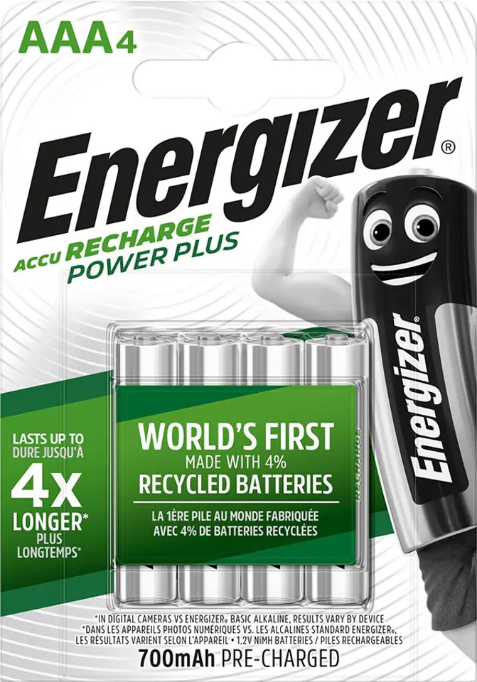 ENERGIZER BATERIE AKUMULATOROWE DO PONOWNEGO NAŁADOWANIA, POWER PLUS AAA HR3/4 700mAh w sklepie Wasserman.eu