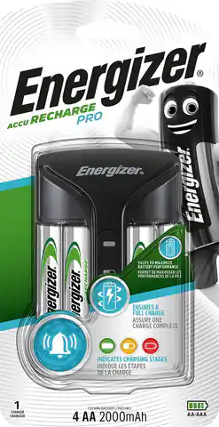 ⁨Energizer Pro ACU HR6 POW battery charger + 2 AA 2000 mAh batteries⁩ at Wasserman.eu