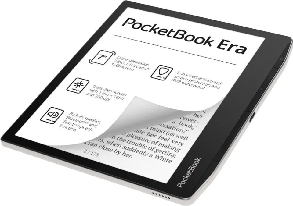 ⁨PocketBook 700 Era Silver e-book reader Touchscreen 16 GB Black, Silver⁩ at Wasserman.eu