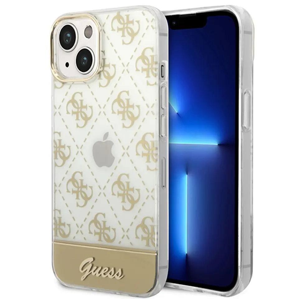 ⁨Guess GUHCP14MHG4MHG iPhone 14 Plus 6,7" złoty/gold hardcase 4G Pattern Script⁩ w sklepie Wasserman.eu