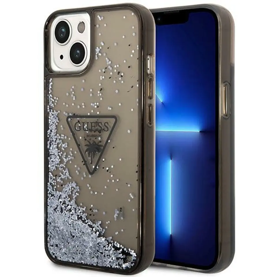 ⁨Guess GUHCP14MLFCTPK iPhone 14 Plus 6,7" black/black hardcase Liquid Glitter Palm Collection⁩ at Wasserman.eu