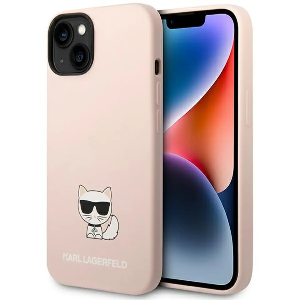 ⁨Karl Lagerfeld KLHCP14SSLCTPI iPhone 14 6,1" hardcase light pink/light pink Silicone Choupette Body⁩ at Wasserman.eu