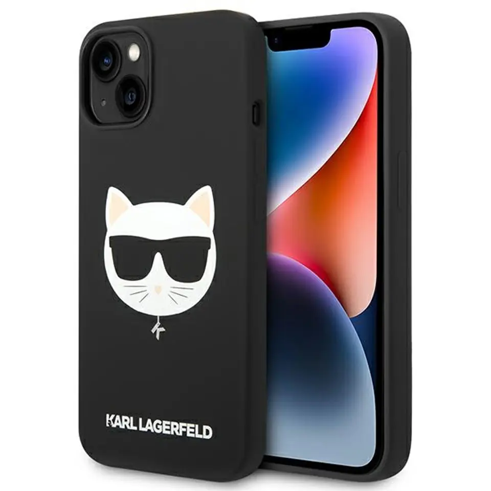 ⁨Karl Lagerfeld KLHMP14MSLCHBK iPhone 14 Plus 6,7" hardcase black/black Silicone Choupette Head Magsafe⁩ at Wasserman.eu