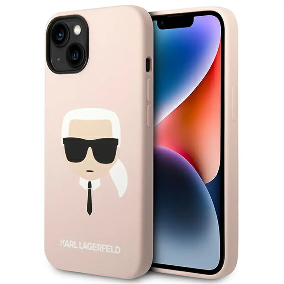 ⁨Karl Lagerfeld KLHMP14SSLKHLP iPhone 14 6,1" hardcase light pink/light pink Silicone Karl's Head Magsafe⁩ at Wasserman.eu