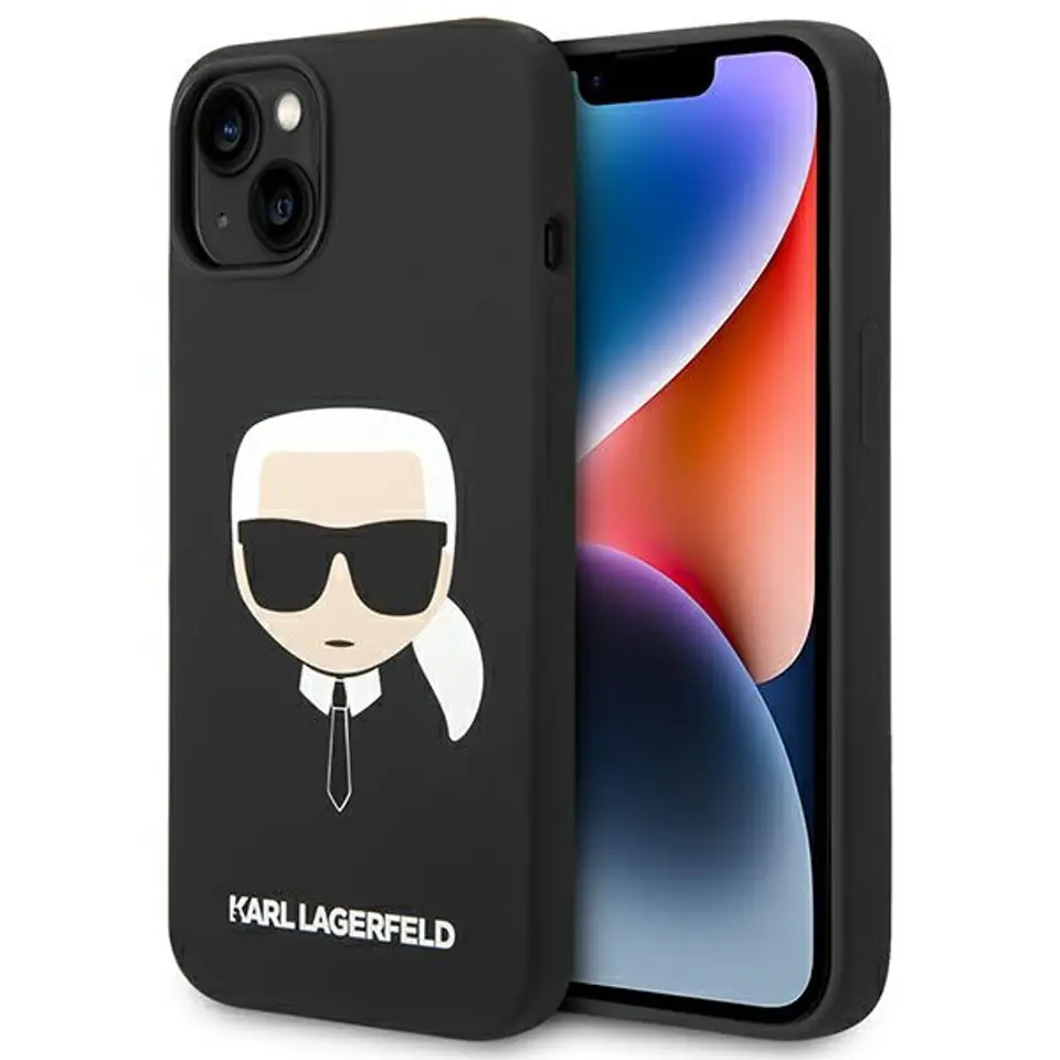 ⁨Karl Lagerfeld KLHMP14MSLKHBK iPhone 14 Plus 6,7" hardcase czarny/black Silicone Karl`s Head Magsafe⁩ w sklepie Wasserman.eu
