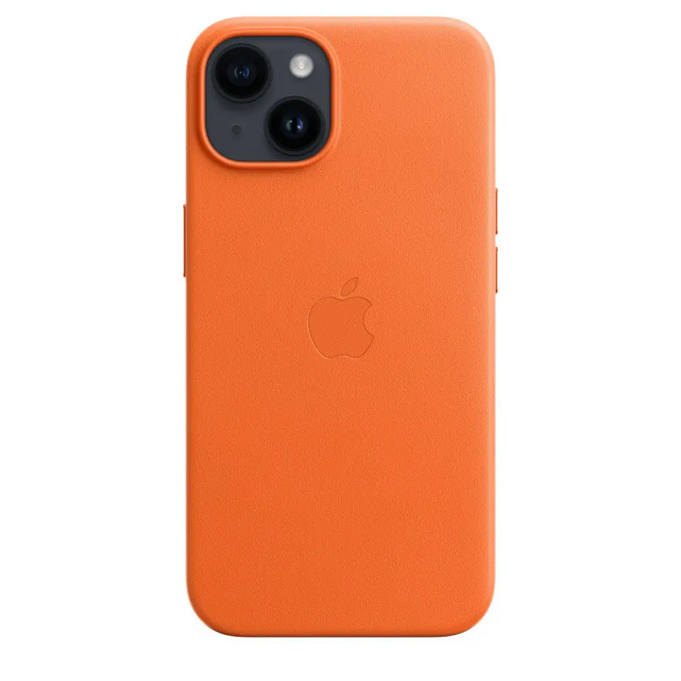 ⁨Etui skórzane z MagSafe do iPhone 14 - pomarańczowe⁩ w sklepie Wasserman.eu