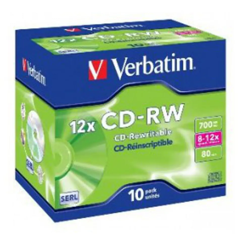 ⁨VERBATIM CD-RW 700MB 8-12X JEWEL CASE*10  43148⁩ at Wasserman.eu