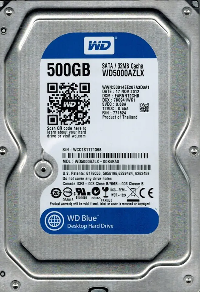 ⁨WD Blue 500GB 3.5" WD5000AZLX Hard Drive⁩ at Wasserman.eu