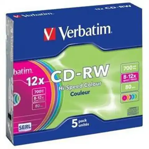 ⁨CD-RW VERBATIM 700 MB 4x Slim 5  szt.⁩ w sklepie Wasserman.eu