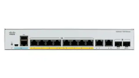 ⁨Cisco Catalyst C1000-8P-E-2G-L network switch Managed L2 Gigabit Ethernet (10/100/1000) Power over Ethernet (PoE) Grey⁩ at Wasserman.eu