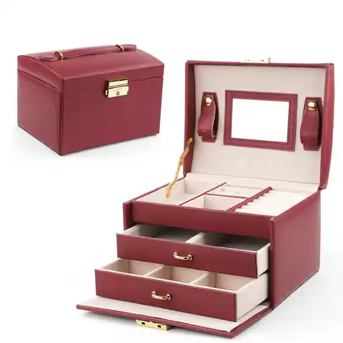 ⁨Elegant burgundy jewellery box STENBERG PD49BOR⁩ at Wasserman.eu