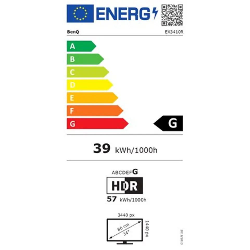 ⁨Benq Curved EX3410R 34", VA, WQHD, 3440 x 1440, 21:9, 2ms, 400 cd/m², 60 Hz, HDMI ports quantity 2⁩ at Wasserman.eu