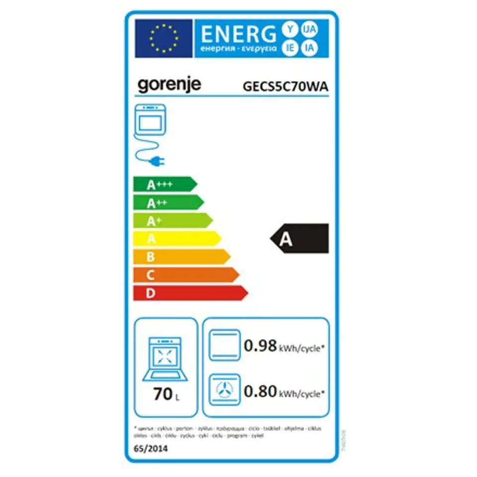 ⁨Gorenje Kuchenka GECS5C70WA Płyta grzewcza typu Vitroceramic, Piekarnik typu Electric, Biały, Szerokość 50 cm, Grillowanie, LED,⁩ w sklepie Wasserman.eu