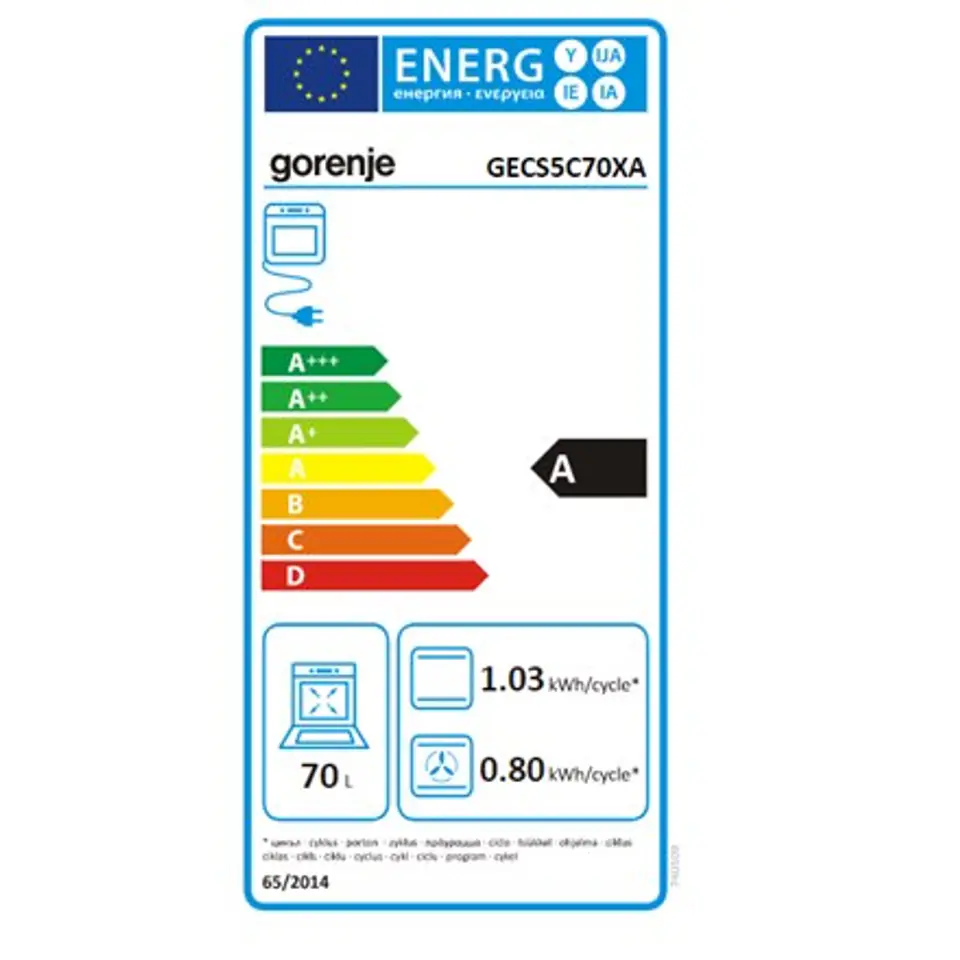 ⁨Gorenje Kuchenka GECS5C70XA Rodzaj płyty Vitroceramic, Rodzaj piekarnika Electric, Stal nierdzewna, Szerokość 50 cm, Grillowanie⁩ w sklepie Wasserman.eu