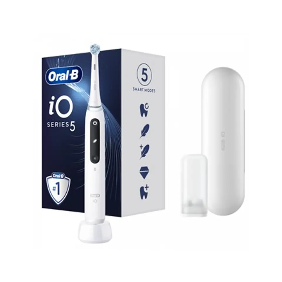 ⁨Oral-B Electric Toothbrush iO5 Rechargeable For adults Number of brush heads included 1 Quite White Number of teeth brushing modes 5⁩ at Wasserman.eu