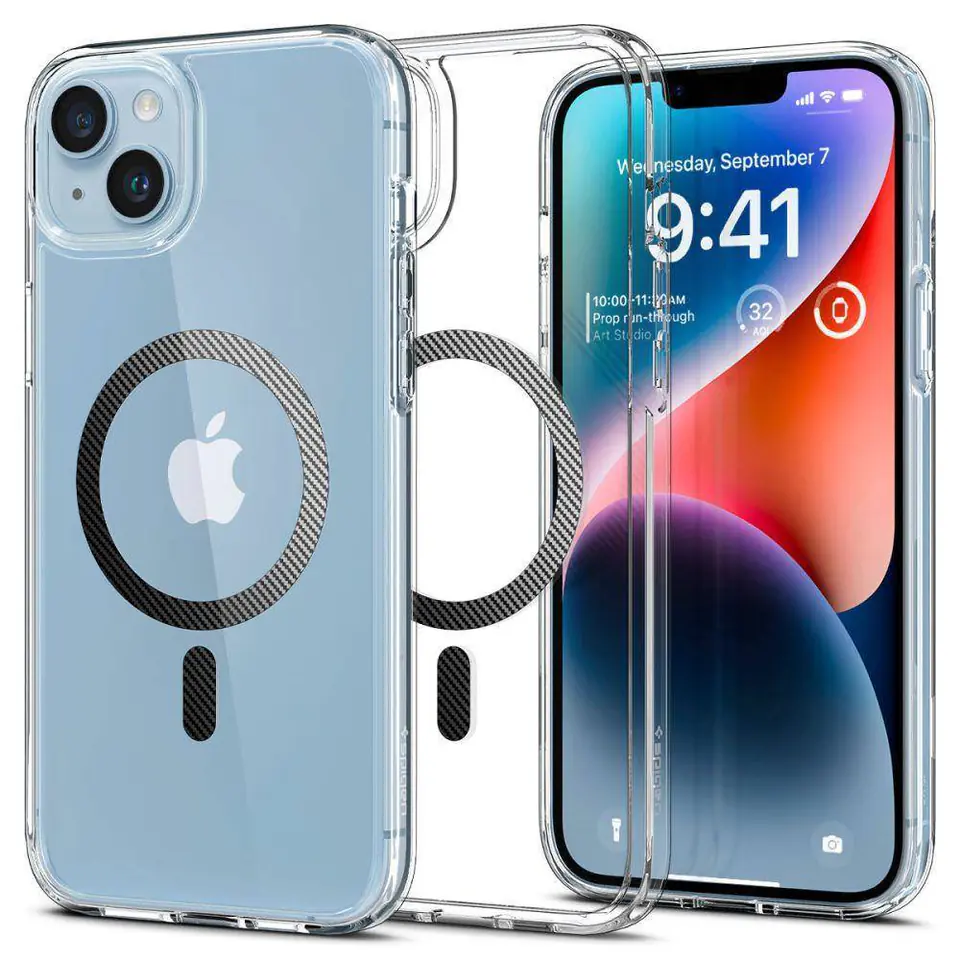 ⁨Etui IPHONE 14 PLUS Spigen Ultra Hybrid Mag MagSafe Carbon Fibre transparentne⁩ w sklepie Wasserman.eu