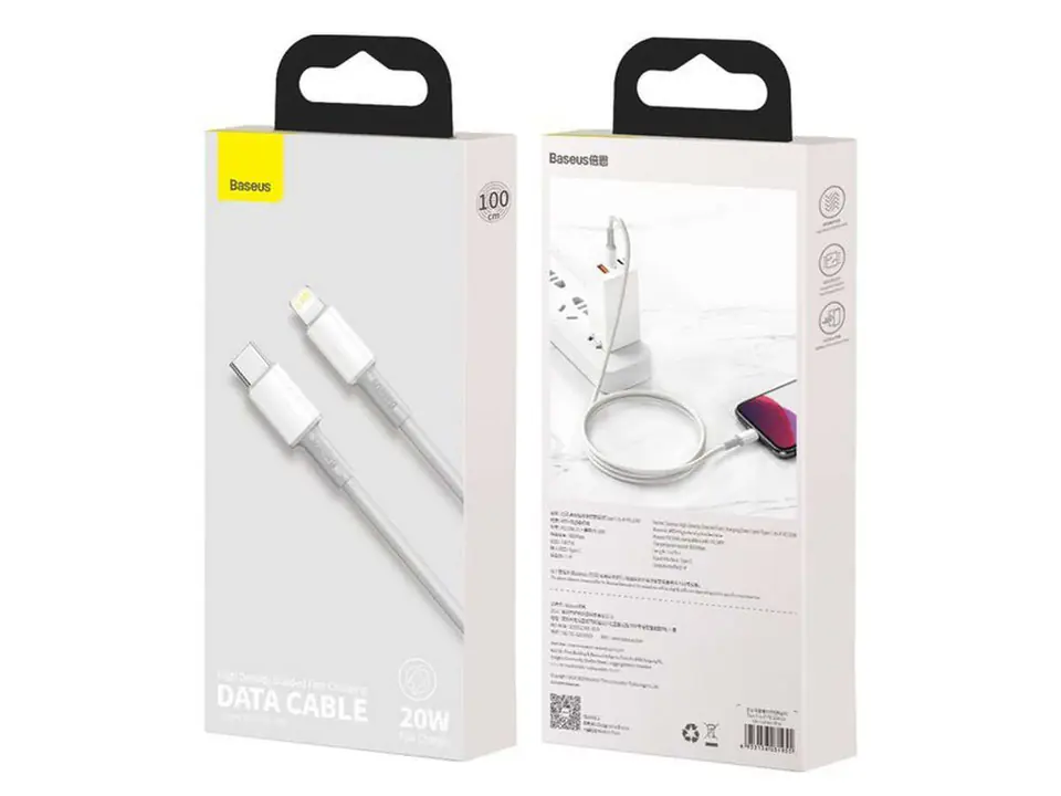 ⁨Baseus USB-C Type C to Lightning PD cable 20W 1m White⁩ at Wasserman.eu