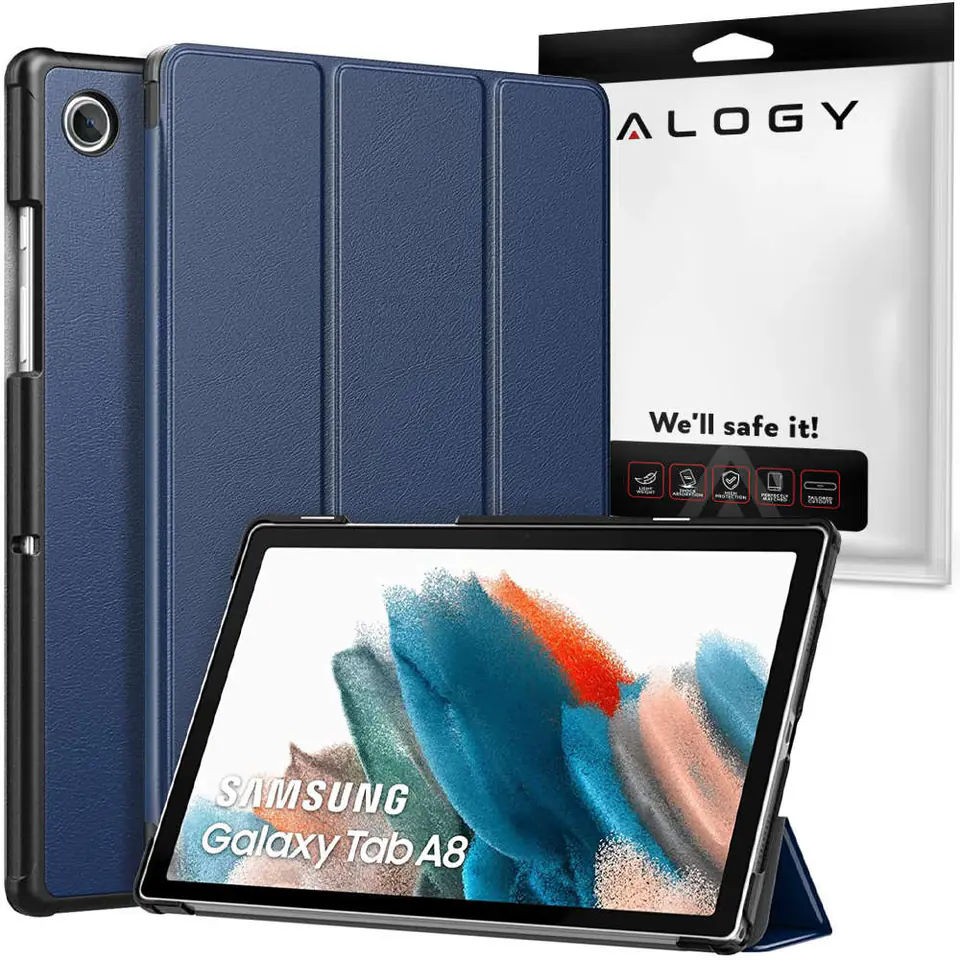 ⁨Etui Alogy Book Cover do Samsung Galaxy Tab A8 2021 SM-X200/SM-X205 Granatowy⁩ w sklepie Wasserman.eu