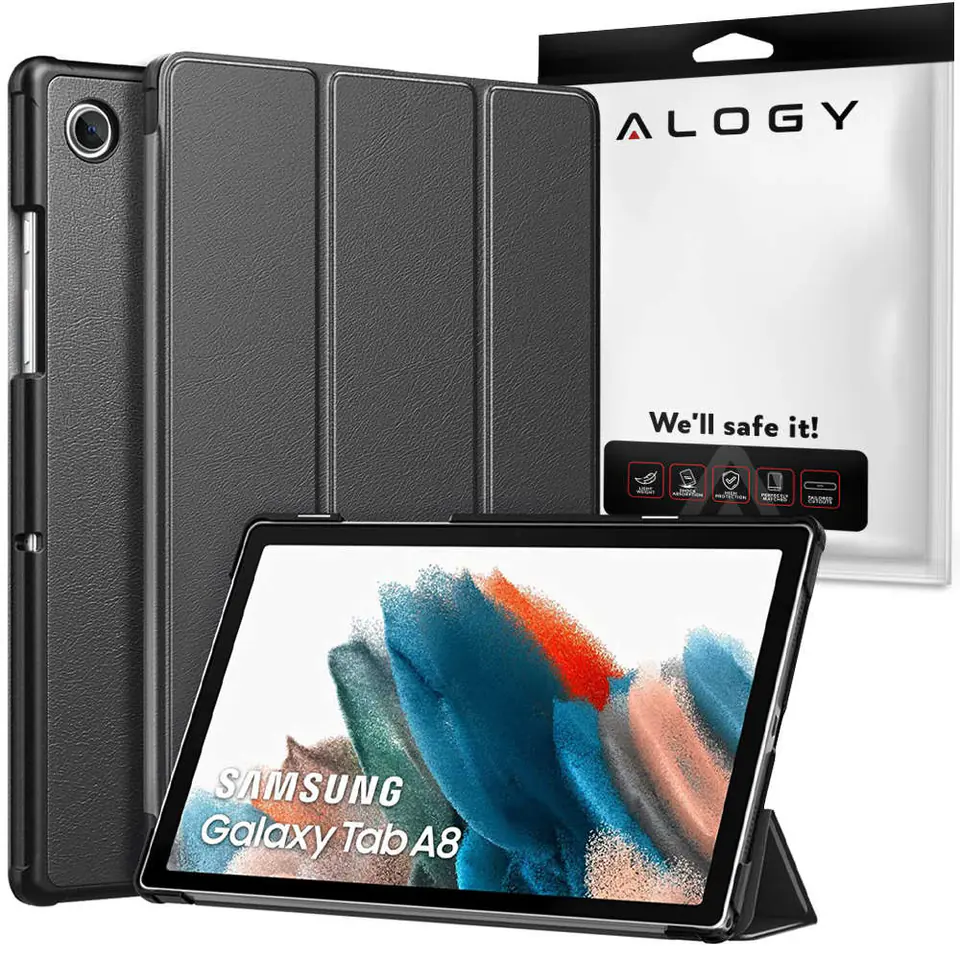 ⁨Etui Alogy Book Cover do Samsung Galaxy Tab A8 2021 SM-X200/SM-X205 Szary⁩ w sklepie Wasserman.eu