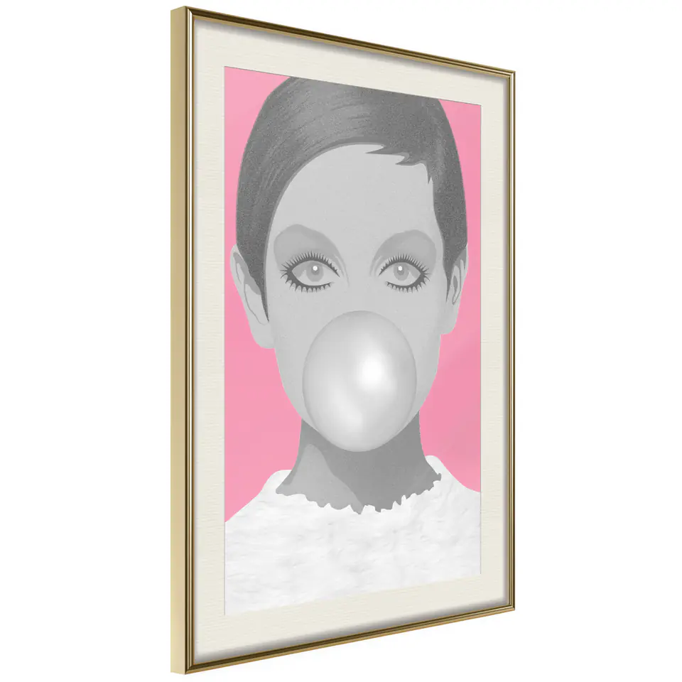 ⁨Plakat - Guma balonowa [Poster] (rozmiar 30x45, wykończenie Rama złota z passe-partout)⁩ w sklepie Wasserman.eu