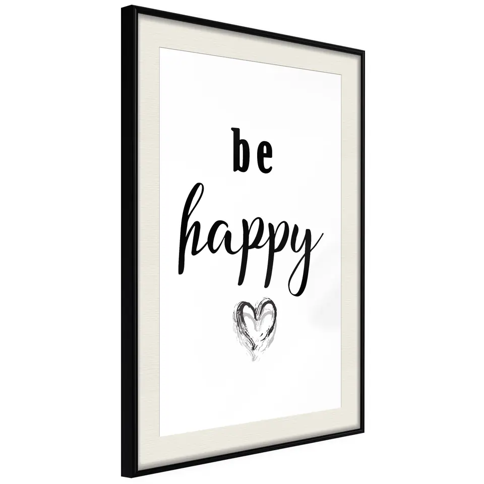 ⁨Plakat - Be happy [Poster] (rozmiar 30x45, wykończenie Rama czarna z passe-partout)⁩ w sklepie Wasserman.eu