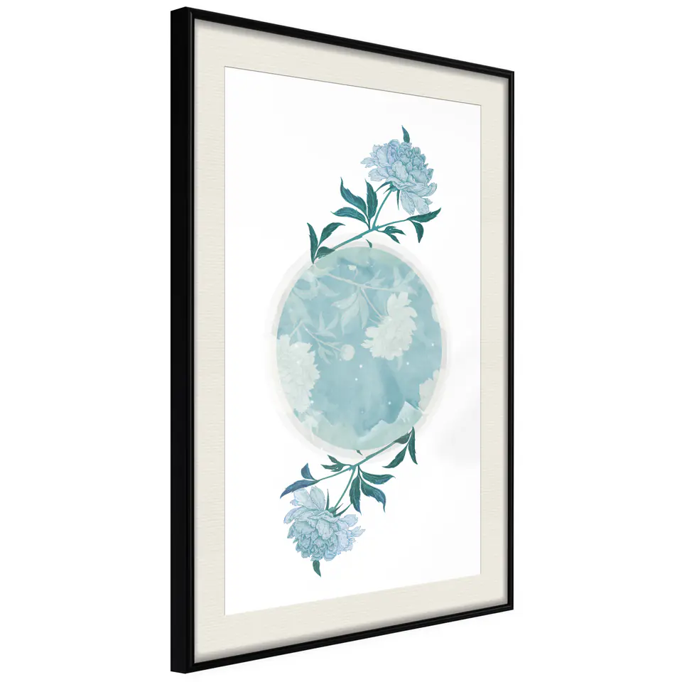 ⁨Poster - World in shades of blue (size 30x45, finish Black frame with passe-partout)⁩ at Wasserman.eu